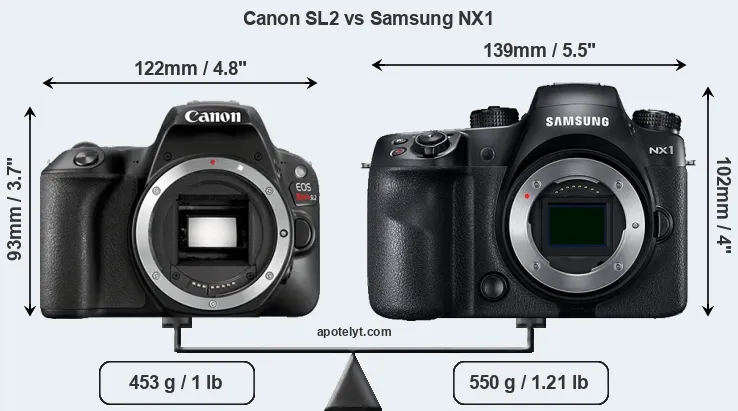 Size Canon SL2 vs Samsung NX1