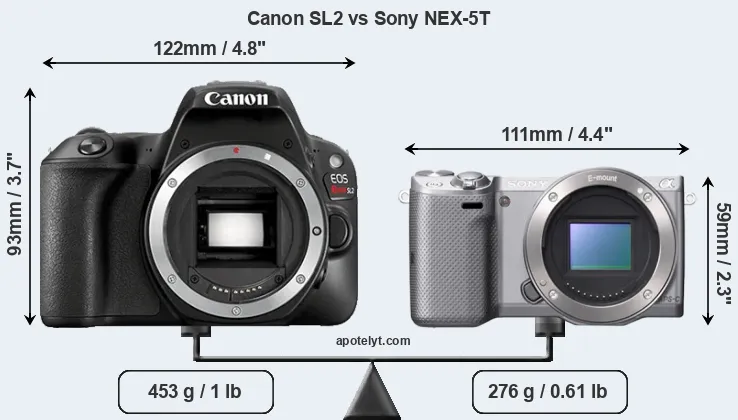 Size Canon SL2 vs Sony NEX-5T