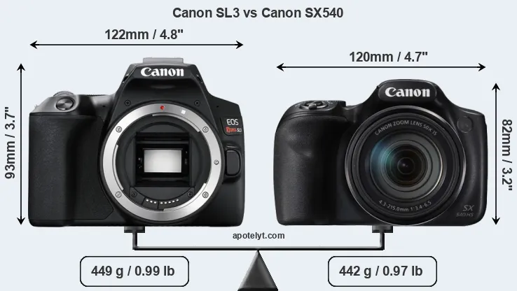 Size Canon SL3 vs Canon SX540