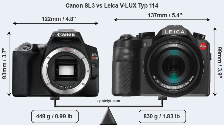 Size Canon SL3 vs Leica V-LUX Typ 114