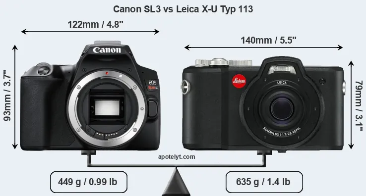 Size Canon SL3 vs Leica X-U Typ 113