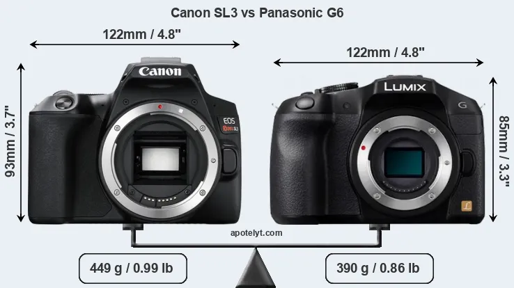 Size Canon SL3 vs Panasonic G6