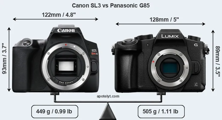 Size Canon SL3 vs Panasonic G85