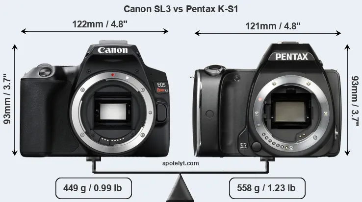 Size Canon SL3 vs Pentax K-S1