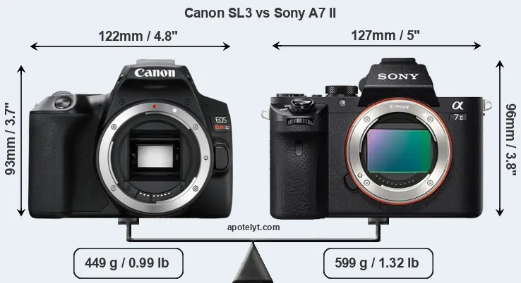 Size Canon SL3 vs Sony A7 II