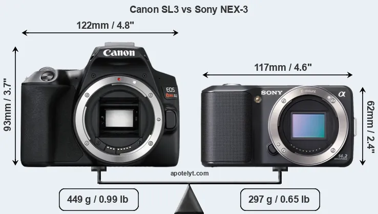 Size Canon SL3 vs Sony NEX-3