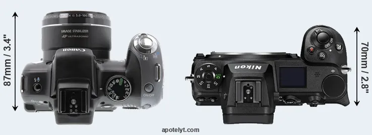 Compare SX10 versus Z6 II top