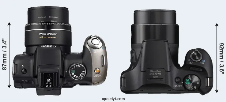 Compare SX20 versus SX540 top
