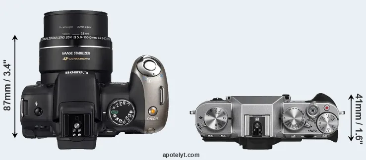 Compare SX20 versus X-T10 top