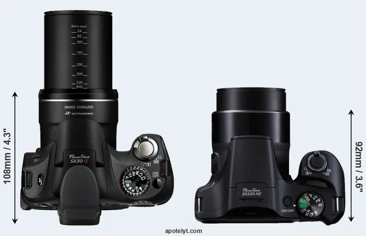 Compare SX30 versus SX530 top