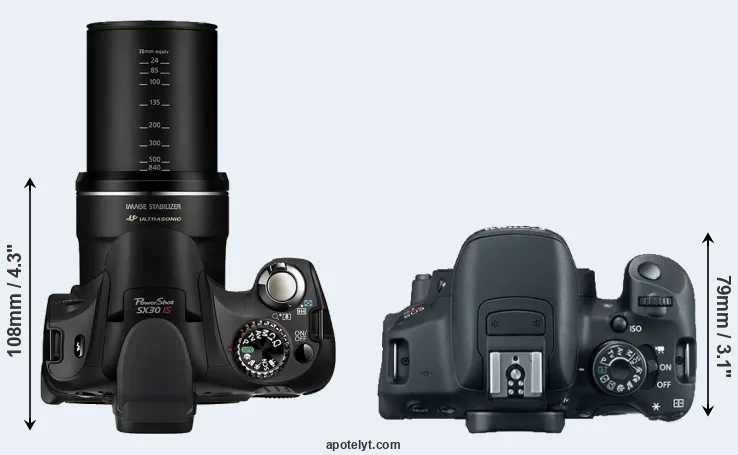 Compare SX30 versus T5i top
