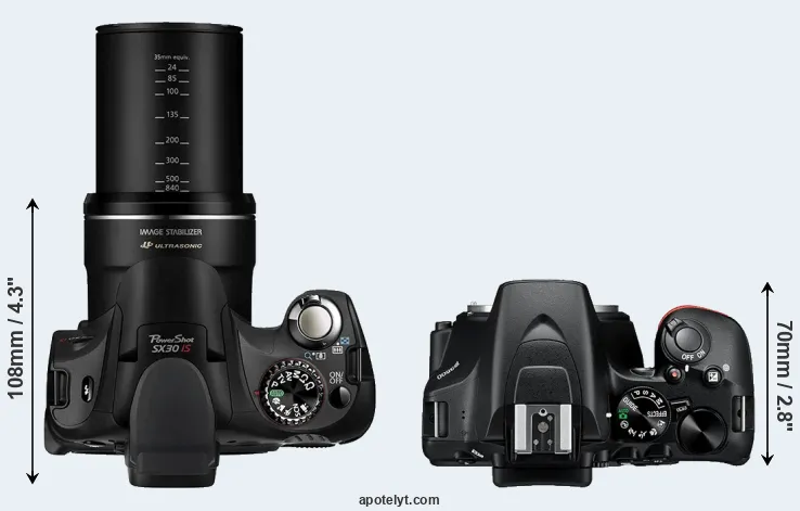 Compare SX30 versus D3500 top