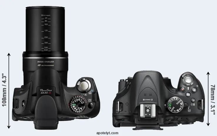 Compare SX30 versus D5200 top