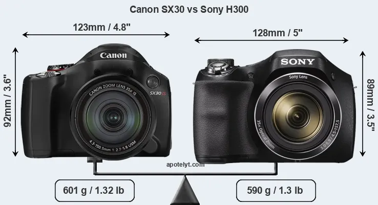 Size Canon SX30 vs Sony H300