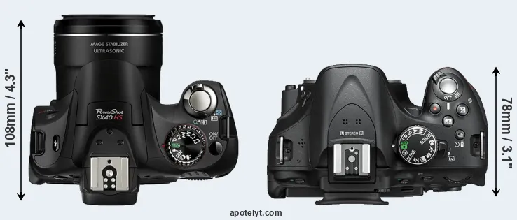 Compare SX40 versus D5200 top