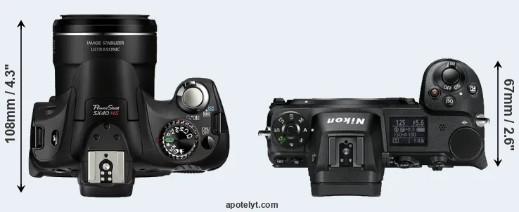 Compare SX40 versus Z6 top