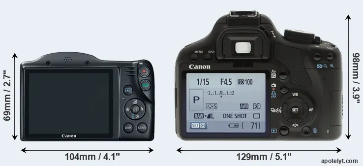 Comparison SX400 or T1i rear