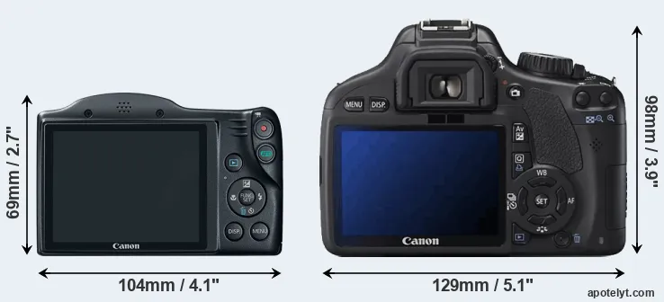 Comparison SX400 or T2i rear