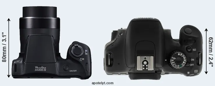 Compare SX400 versus T2i top