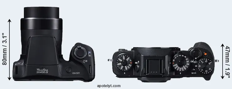 Compare SX400 versus X-T1 top