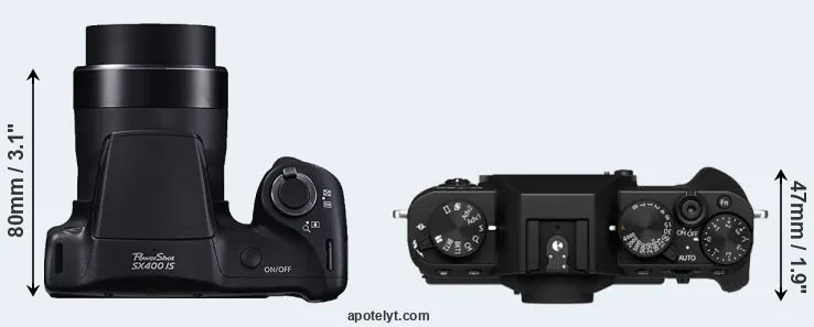 Compare SX400 versus X-T30 II top