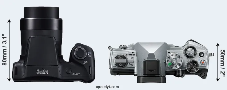 Compare SX400 versus E-M5 III top