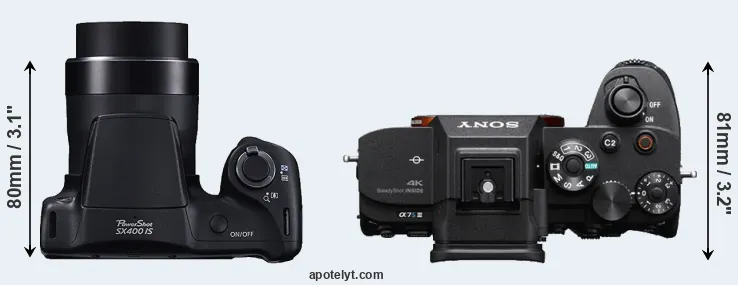 Compare SX400 versus A7S III top