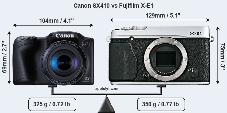 Size Canon SX410 vs Fujifilm X-E1