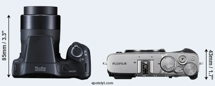 Compare SX410 versus X-E3 top