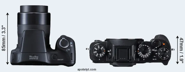 Compare SX410 versus X-T1 top
