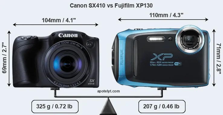 Size Canon SX410 vs Fujifilm XP130