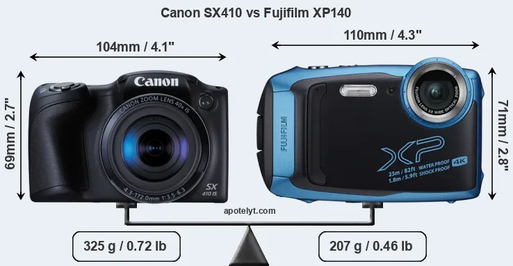 Size Canon SX410 vs Fujifilm XP140