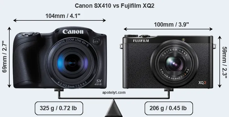 Size Canon SX410 vs Fujifilm XQ2