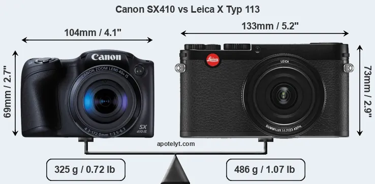 Size Canon SX410 vs Leica X Typ 113