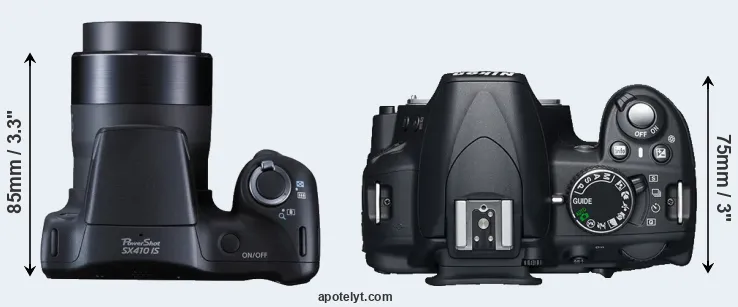 Compare SX410 versus D3100 top