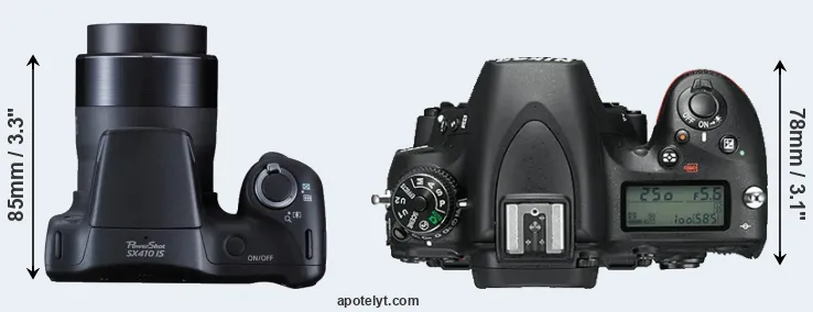 Compare SX410 versus D750 top