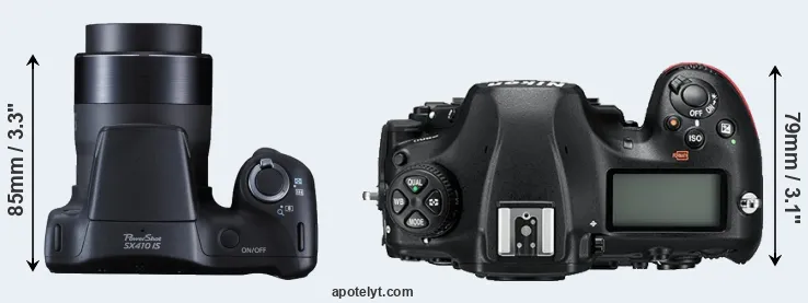 Compare SX410 versus D850 top