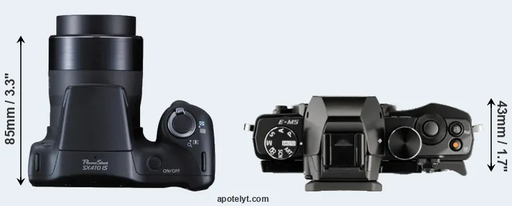 Compare SX410 versus E-M5 top