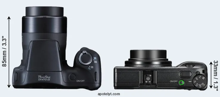 Compare SX410 versus GR III top