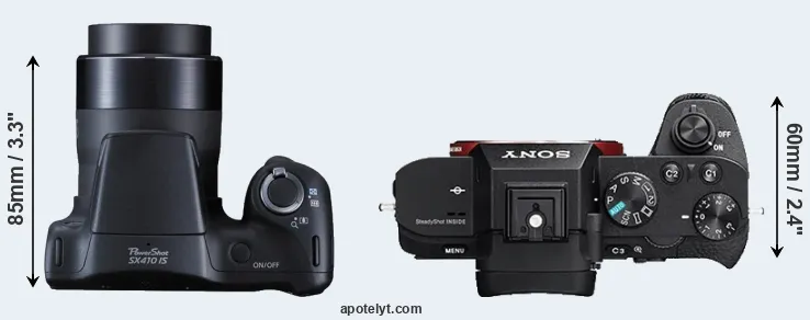 Compare SX410 versus A7 II top