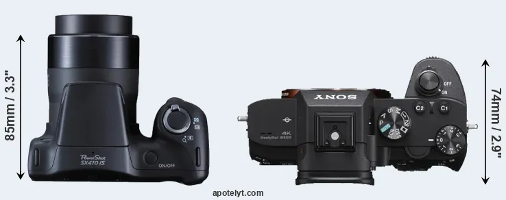 Compare SX410 versus A7 III top