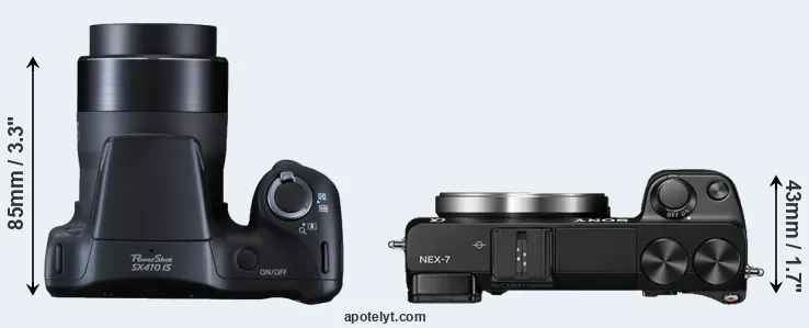 Compare SX410 versus NEX-7 top
