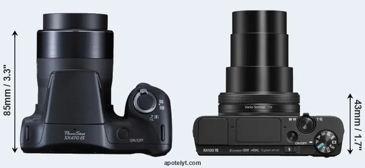 Compare SX410 versus RX100 VII top