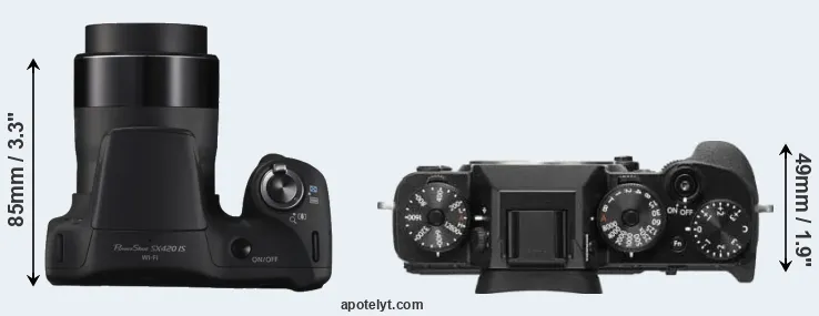 Compare SX420 versus X-T2 top