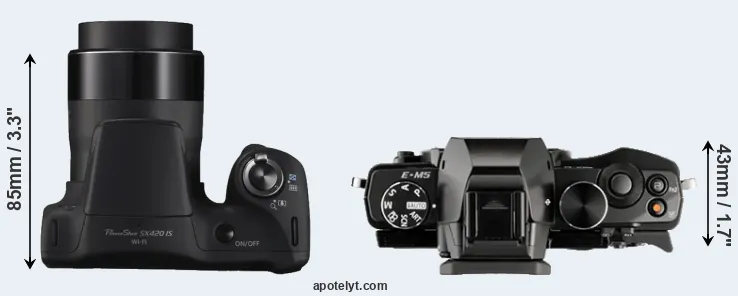 Compare SX420 versus E-M5 top