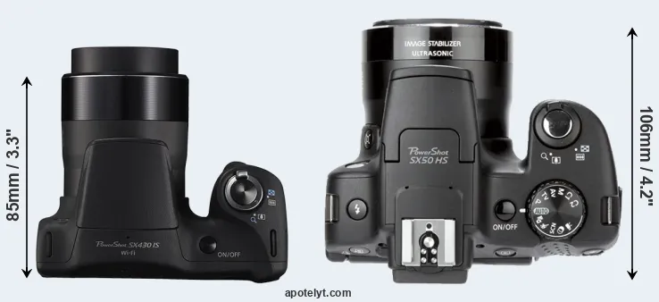 Compare SX430 versus SX50 top