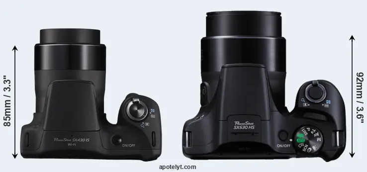 Compare SX430 versus SX530 top