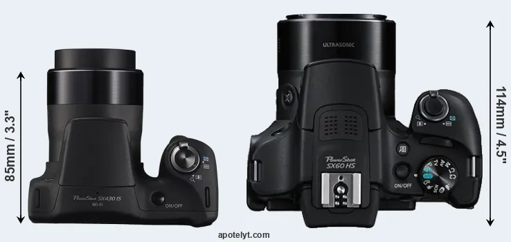 Compare SX430 versus SX60 top