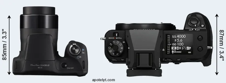 Compare SX430 versus GFX 100S top