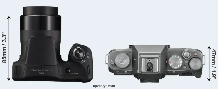 Compare SX430 versus X-T100 top